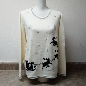~WHITE STAG~ WOMEN'S CHRISTMAS ORNAMENTS SWEATER